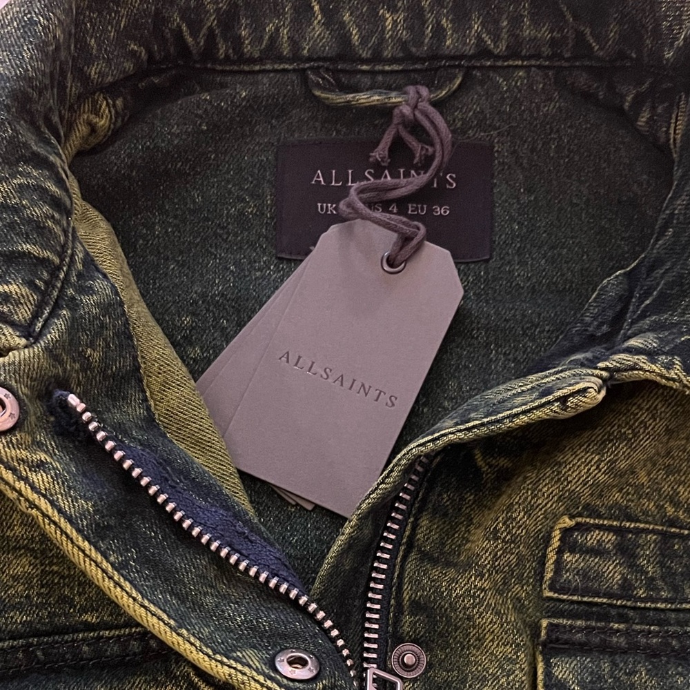 $299⬇️ALL SAINTS MILITARY VARSITY JACKET - size 0        vtg Bomber racing - Picture 4 of 4